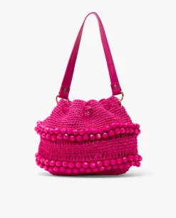 New Cuplé Bandolera Bolas Rafia Fucsia