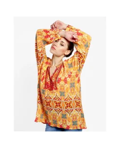 Cuplé Blusa Kaftan Crep Estampado Cachemiras