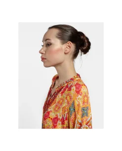 Cuplé Blusa Kaftan Crep Estampado Cachemiras