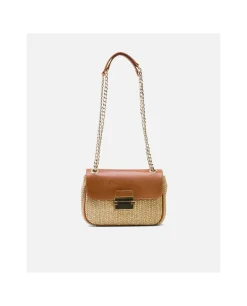 New Cuplé Bolso Caja Pequeno Rafia Beig
