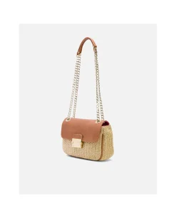 New Cuplé Bolso Caja Pequeno Rafia Beig