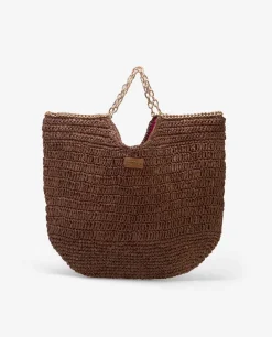 Discount Cuplé Bolso Capazo Rafia Marron