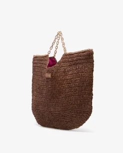 Discount Cuplé Bolso Capazo Rafia Marron