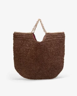Discount Cuplé Bolso Capazo Rafia Marron