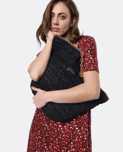 Online Cuplé Bolso Capazo Rafia Negro