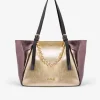 Outlet Cuplé Bolso Grande Tricolor Napa Metalizado Oro