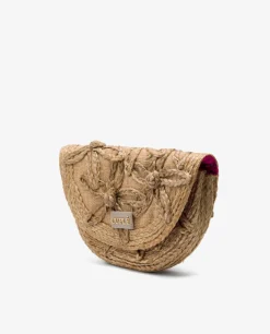 Outlet Cuplé Bolso Mano Media Luna Rafia Beig