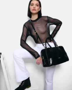 Outlet Cuplé Bolso Rectangular Serraje Negro