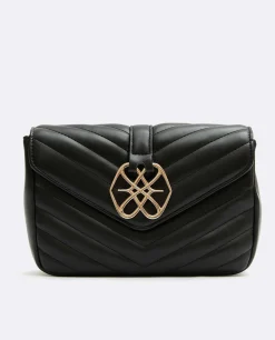 Hot Cuplé Bolso Satchel Con Cadena Piek Tecnopiel Negro