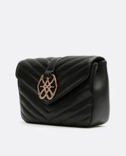 Hot Cuplé Bolso Satchel Con Cadena Piek Tecnopiel Negro