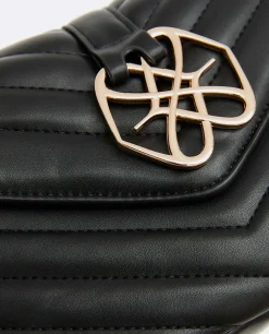 Hot Cuplé Bolso Satchel Con Cadena Piek Tecnopiel Negro