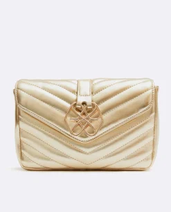 Best Cuplé Bolso Satchel Con Cadena Piek Tecnopiel Oro