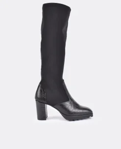 Discount Cuplé Bota Alta Pala Y Talon Licra/Coco Negro