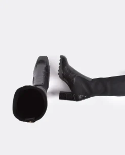 Discount Cuplé Bota Alta Pala Y Talon Licra/Coco Negro