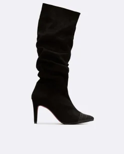 Clearance Cuplé Bota Arrugada Ultrasuede Strech Negro