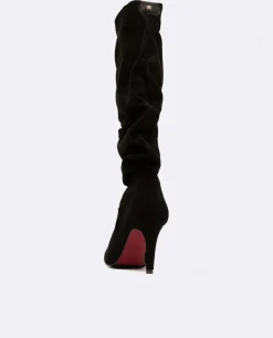 Clearance Cuplé Bota Arrugada Ultrasuede Strech Negro