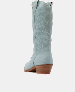 Discount Cuplé Bota Cowboy Tacón Bajo Napa Azul