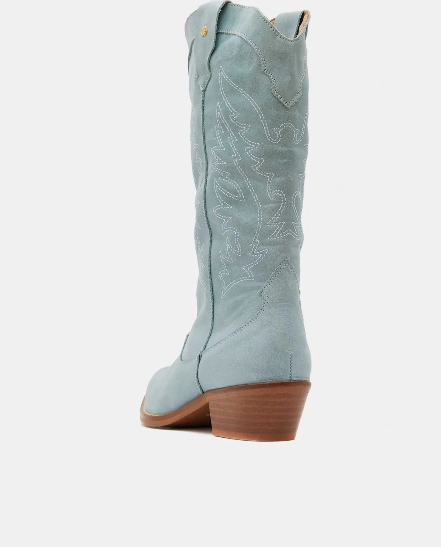 Discount Cuplé Bota Cowboy Tacón Bajo Napa Azul