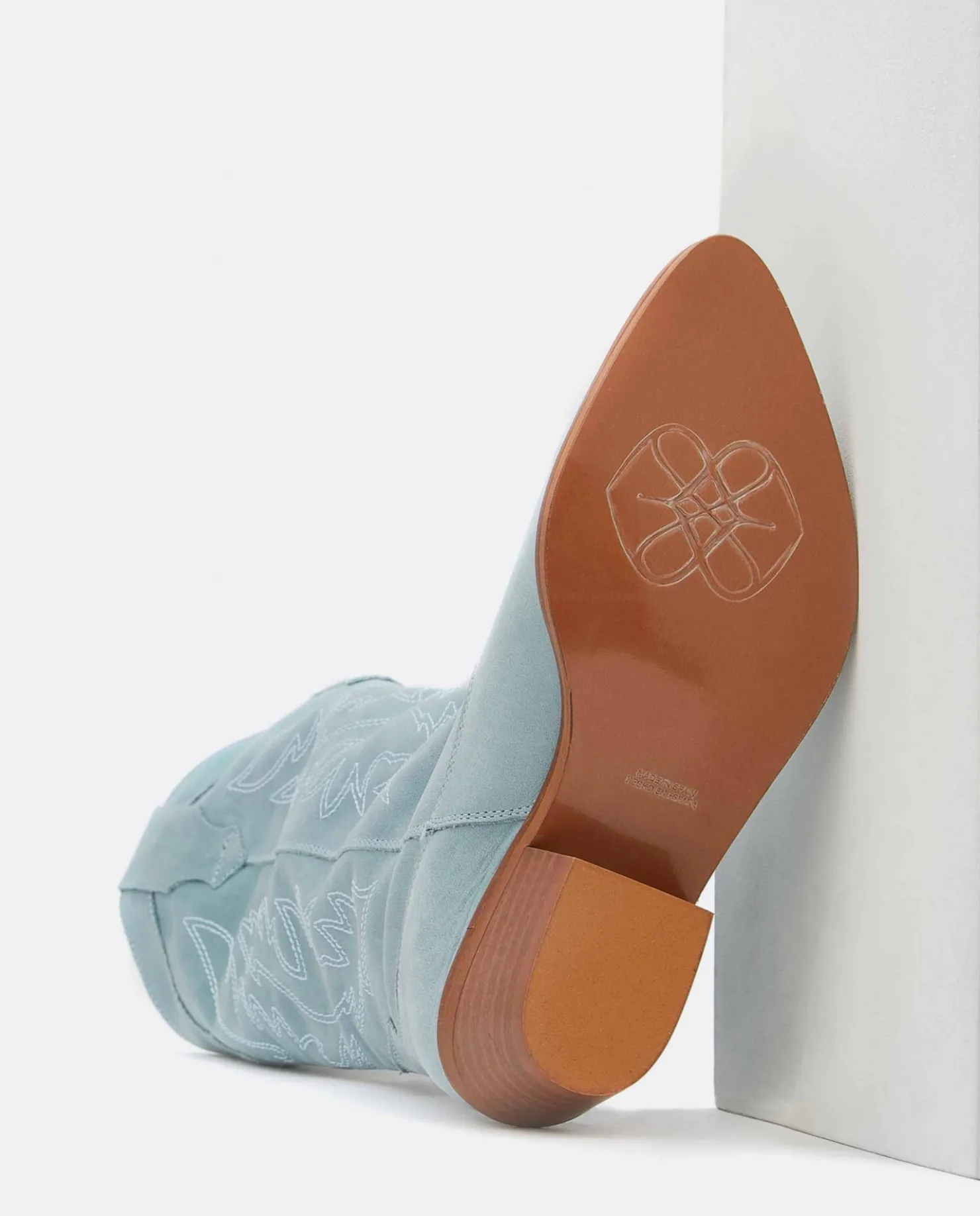 Discount Cuplé Bota Cowboy Tacón Bajo Napa Azul
