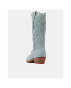 Discount Cuplé Bota Cowboy Tacón Bajo Napa Azul