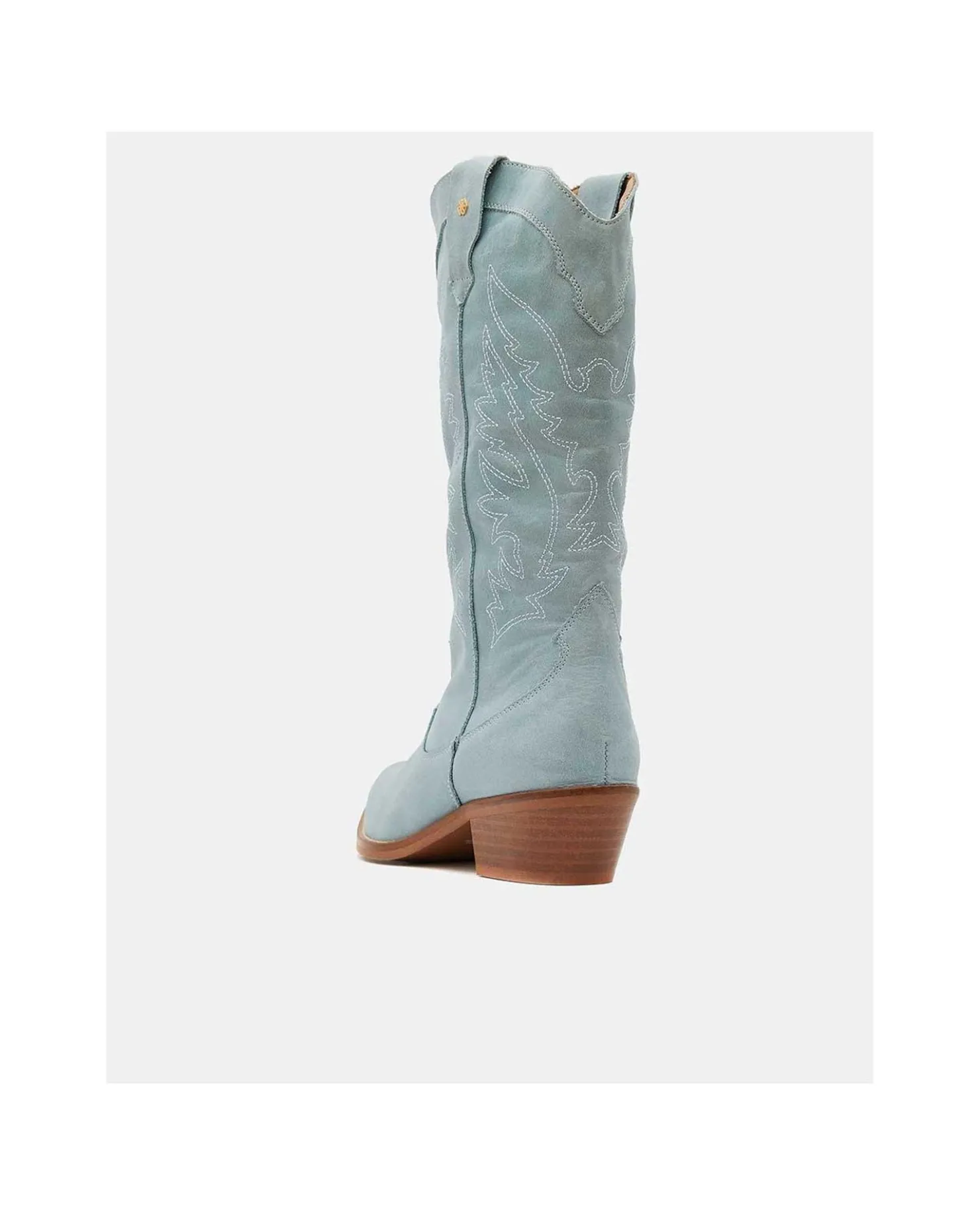 Discount Cuplé Bota Cowboy Tacón Bajo Napa Azul
