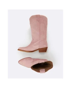 Hot Cuplé Bota Cowboy Tacón Bajo Serraje Antique