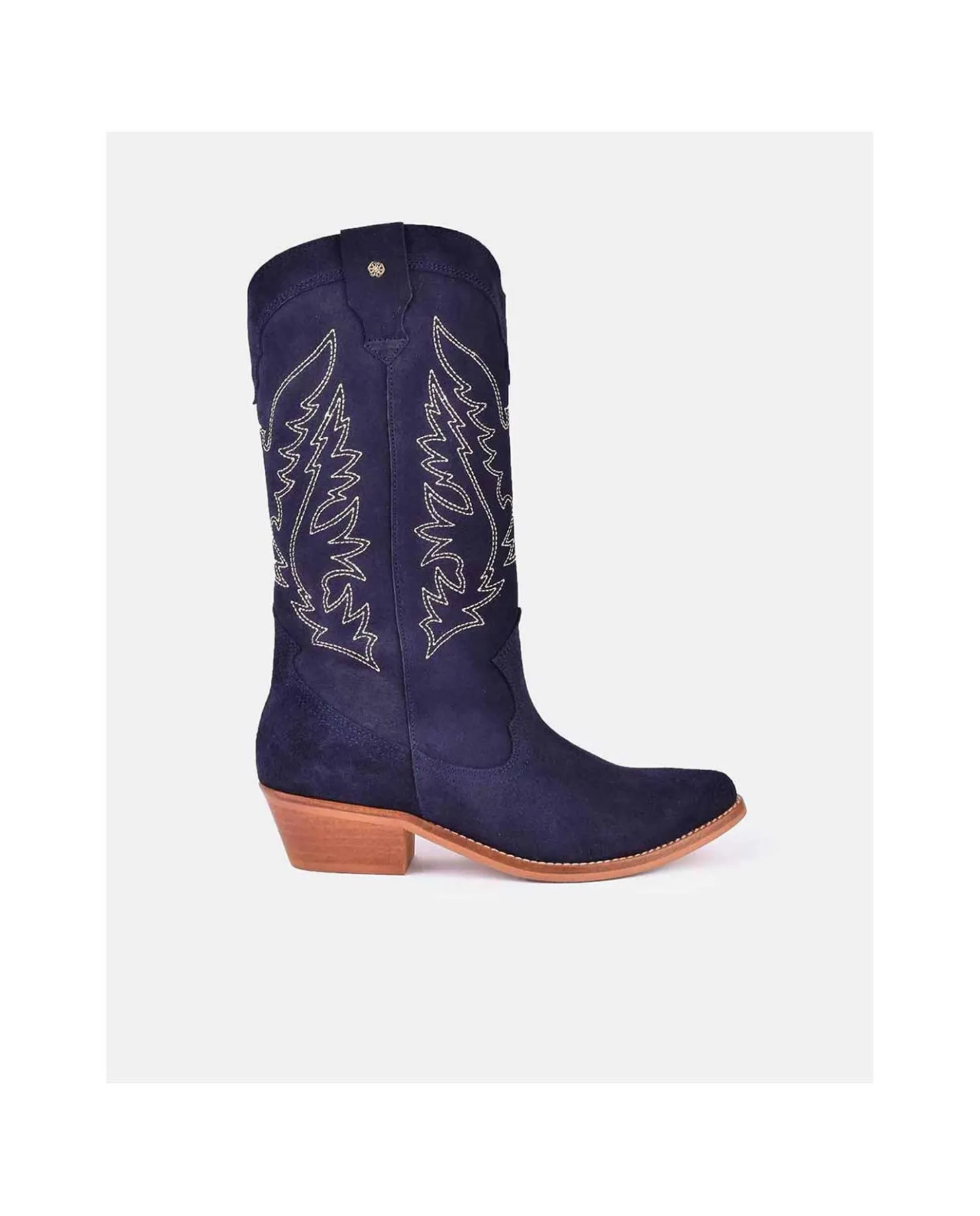 New Cuplé Bota Cowboy Tacón Bajo Serraje Marino