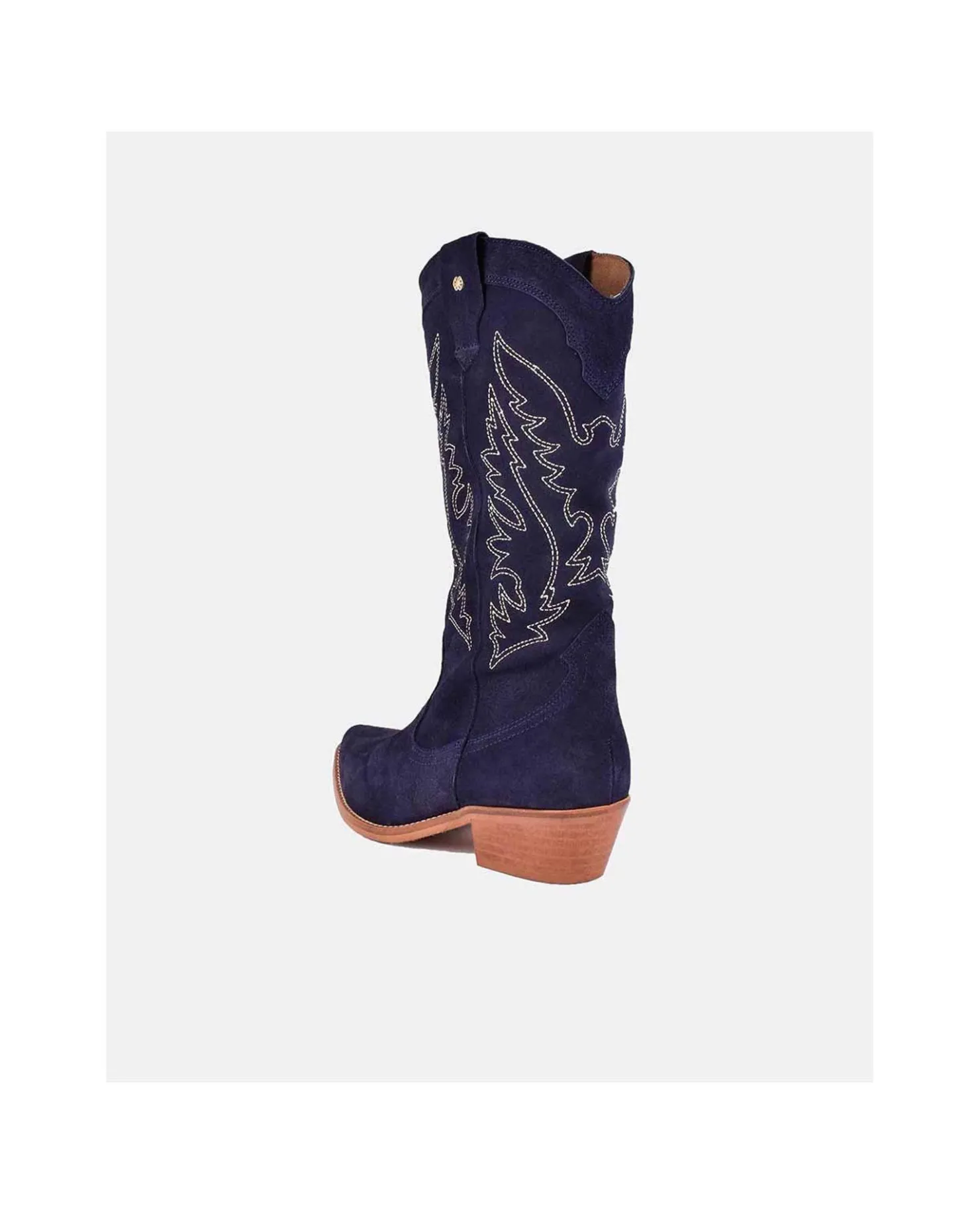 New Cuplé Bota Cowboy Tacón Bajo Serraje Marino