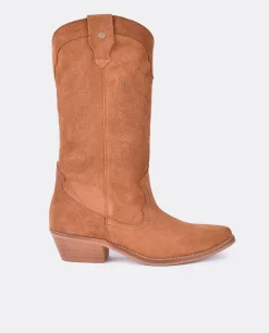 Hot Cuplé Bota Cowboy Tacón Bajo Serraje Cuero