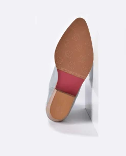 Sale Cuplé Bota Cowboy Tacón Bajo Serraje Celeste