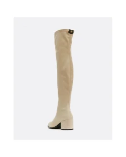 New Cuplé Bota Mosquetera Strech Napa Licra Camel