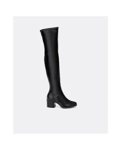 Clearance Cuplé Bota Mosquetera Strech Napa Licra Negro