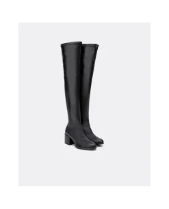 Clearance Cuplé Bota Mosquetera Strech Napa Licra Negro
