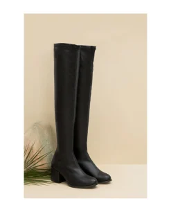 Clearance Cuplé Bota Mosquetera Strech Napa Licra Negro