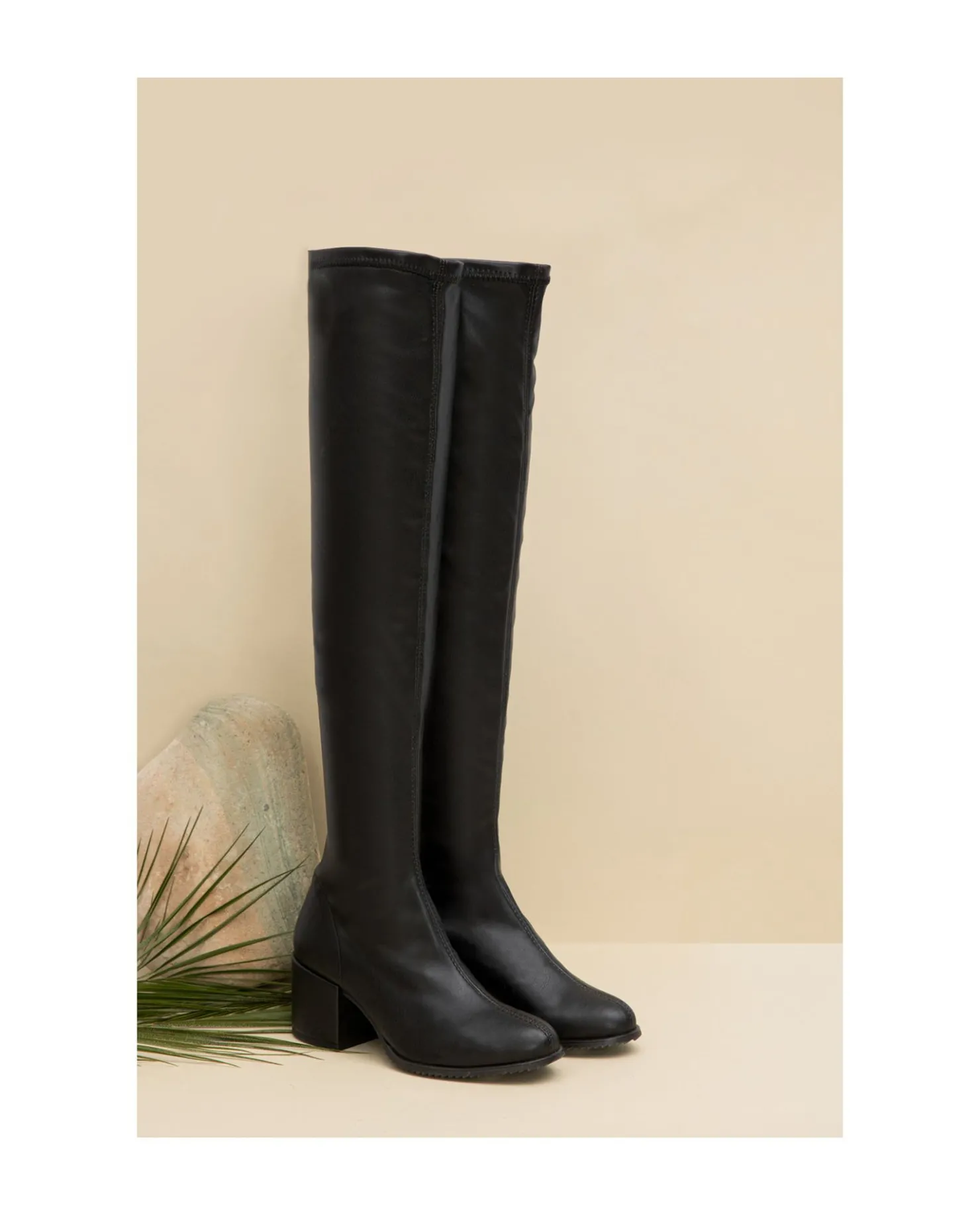 Clearance Cuplé Bota Mosquetera Strech Napa Licra Negro