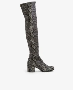 Best Cuplé Bota Mosquetera Strech Serpiente Gris