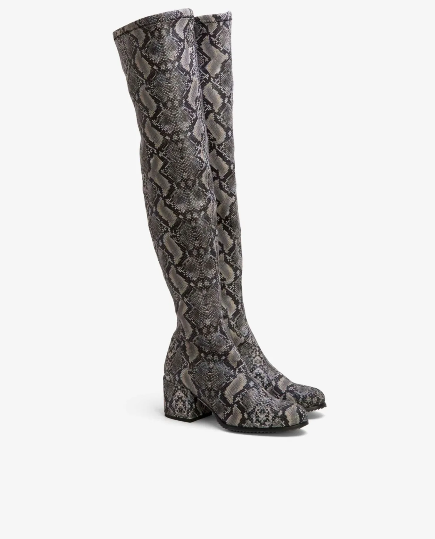 Best Cuplé Bota Mosquetera Strech Serpiente Gris