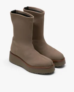 Clearance Cuplé Botin Calcetin Licra Strech Kaki