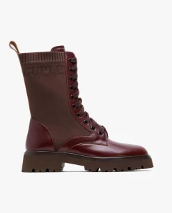 Hot Cuplé Botin Cordones Napa Marron