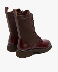 Hot Cuplé Botin Cordones Napa Marron