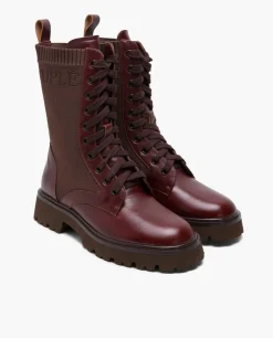 Hot Cuplé Botin Cordones Napa Marron