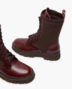 Hot Cuplé Botin Cordones Napa Marron