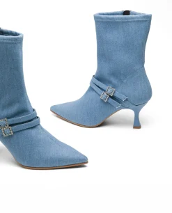Outlet Cuplé Botin Hebilla Vaquero Azul