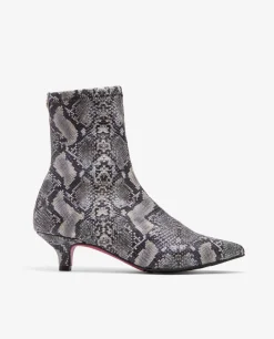 Online Cuplé Botin Licra Tacón Bajo Serpiente Gris