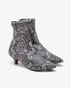 Online Cuplé Botin Licra Tacón Bajo Serpiente Gris