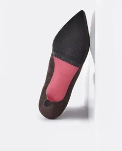 Clearance Cuplé Botin Licra Tacón Bajo Ultrasuede Strech Marron