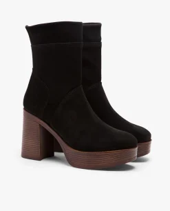 Discount Cuplé Botin Plataforma Serraje Negro