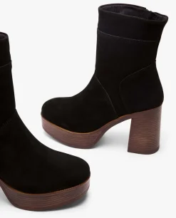 Discount Cuplé Botin Plataforma Serraje Negro