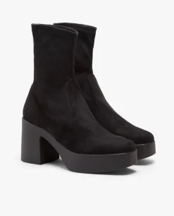 New Cuplé Botin Plataforma Ultrasuede Strech Negro