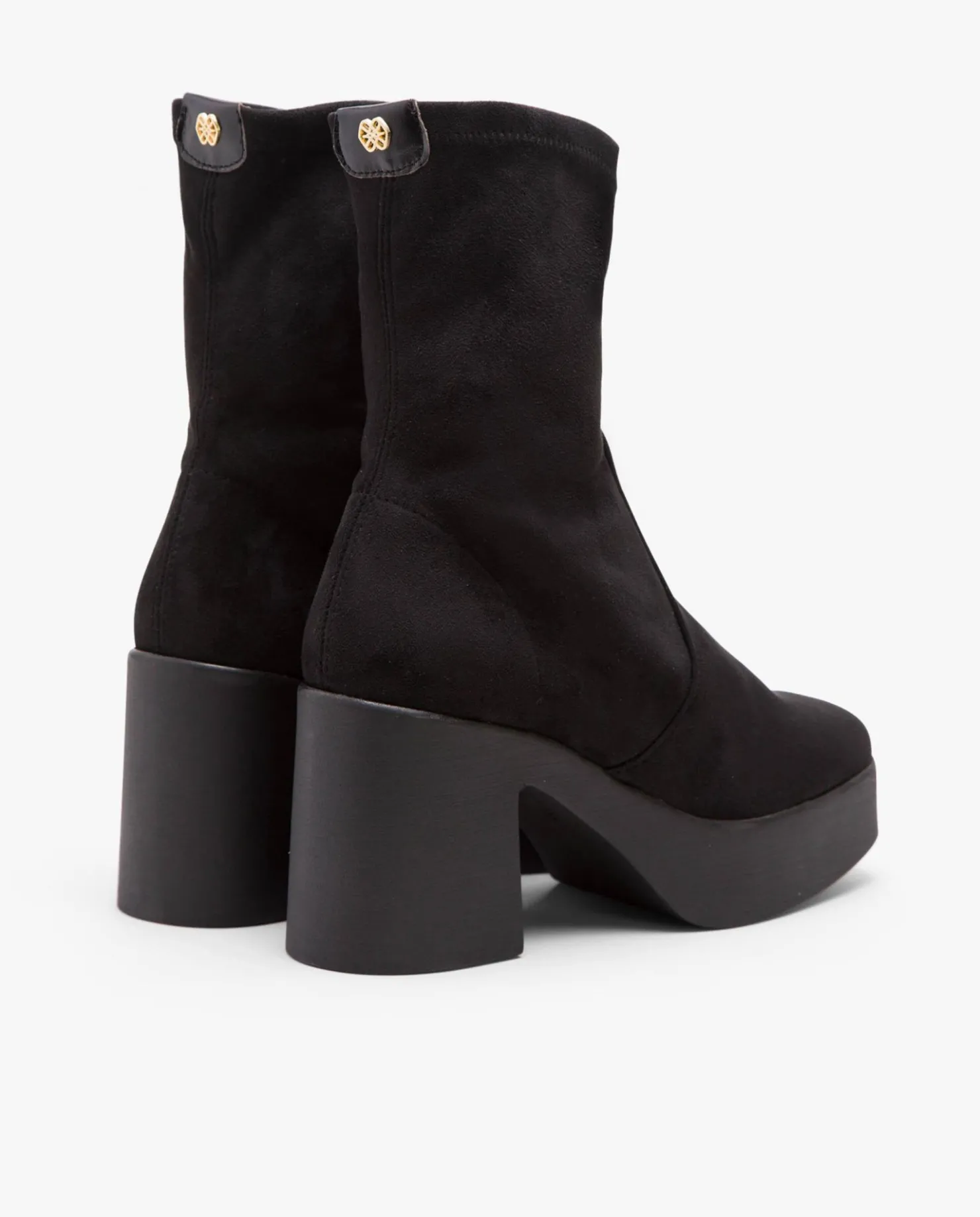 New Cuplé Botin Plataforma Ultrasuede Strech Negro